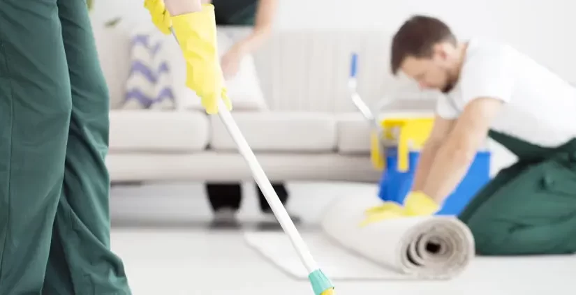 Professional cleaners at work